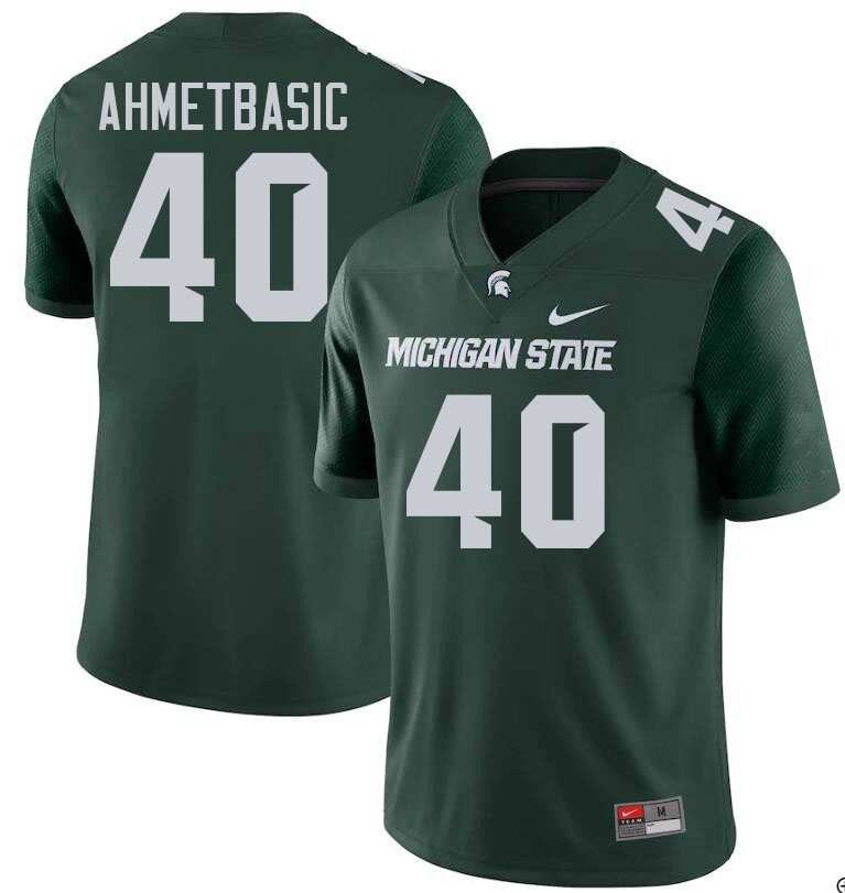 Men #40 Tarik Ahmetbasic Michigan State Spartans College Football Jerseys Stitched Sale-Green